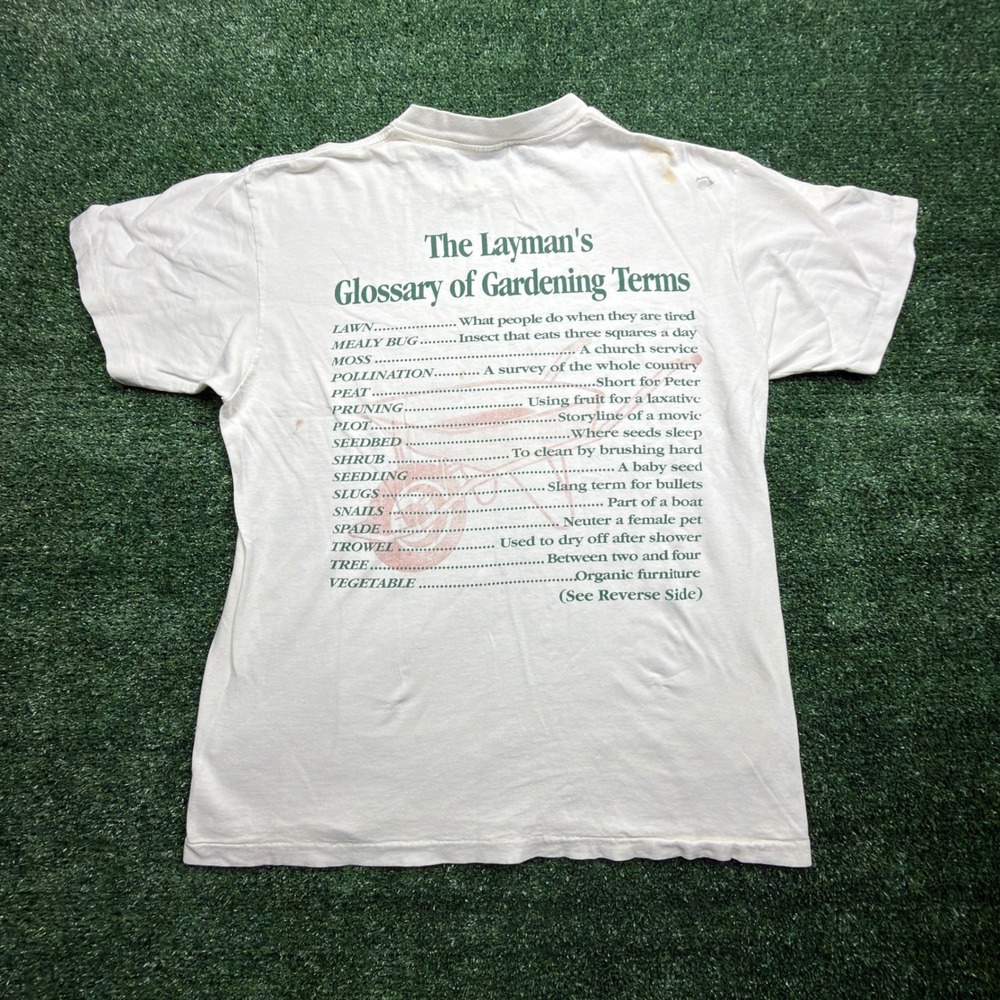 Vintage 90s Delta Glossary of Gardening Terms T-Shirt White Large Single Stitch